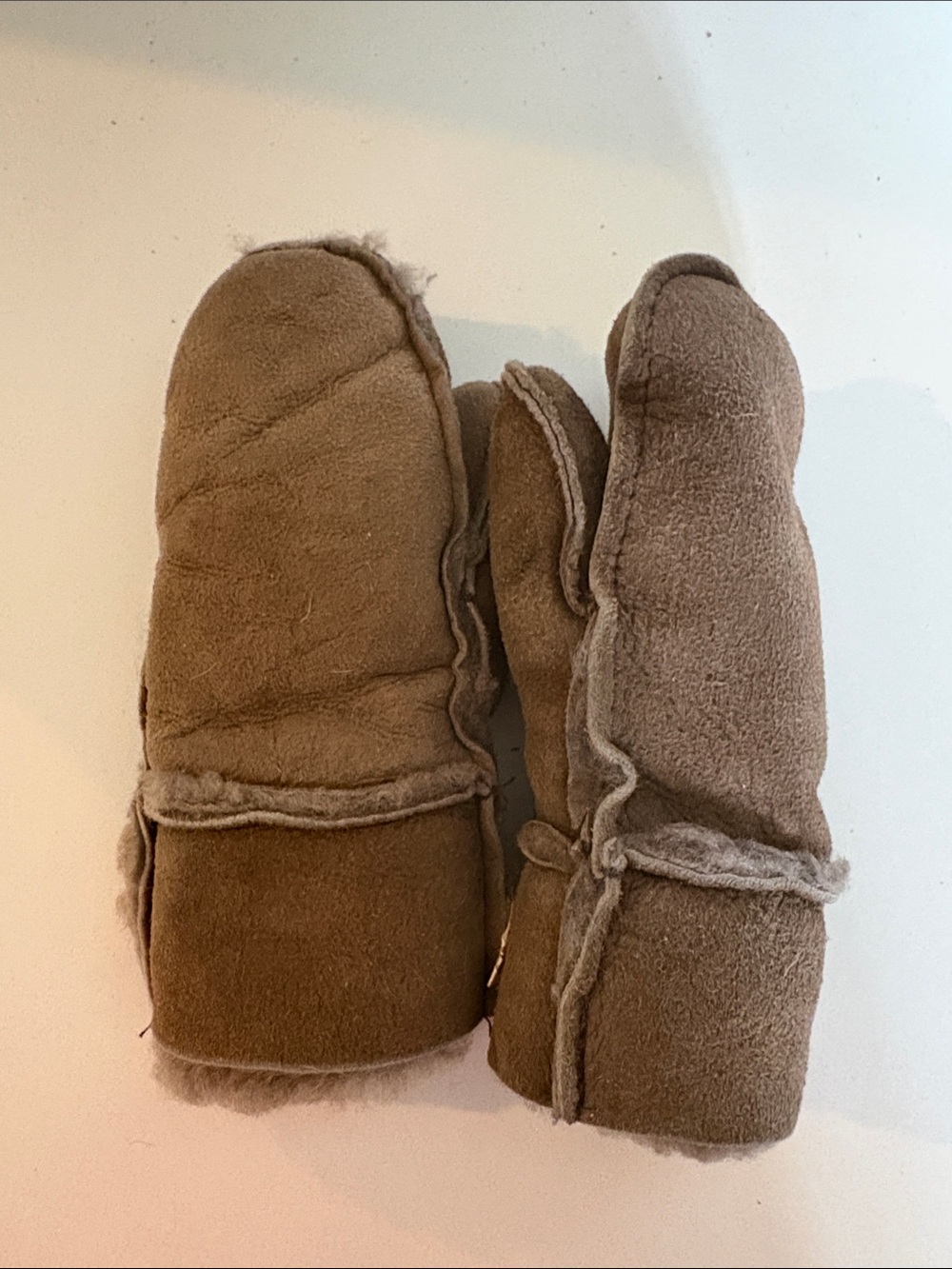 Vintage Genuine Sheepskin Mittens Made in Britain Brown Shearling